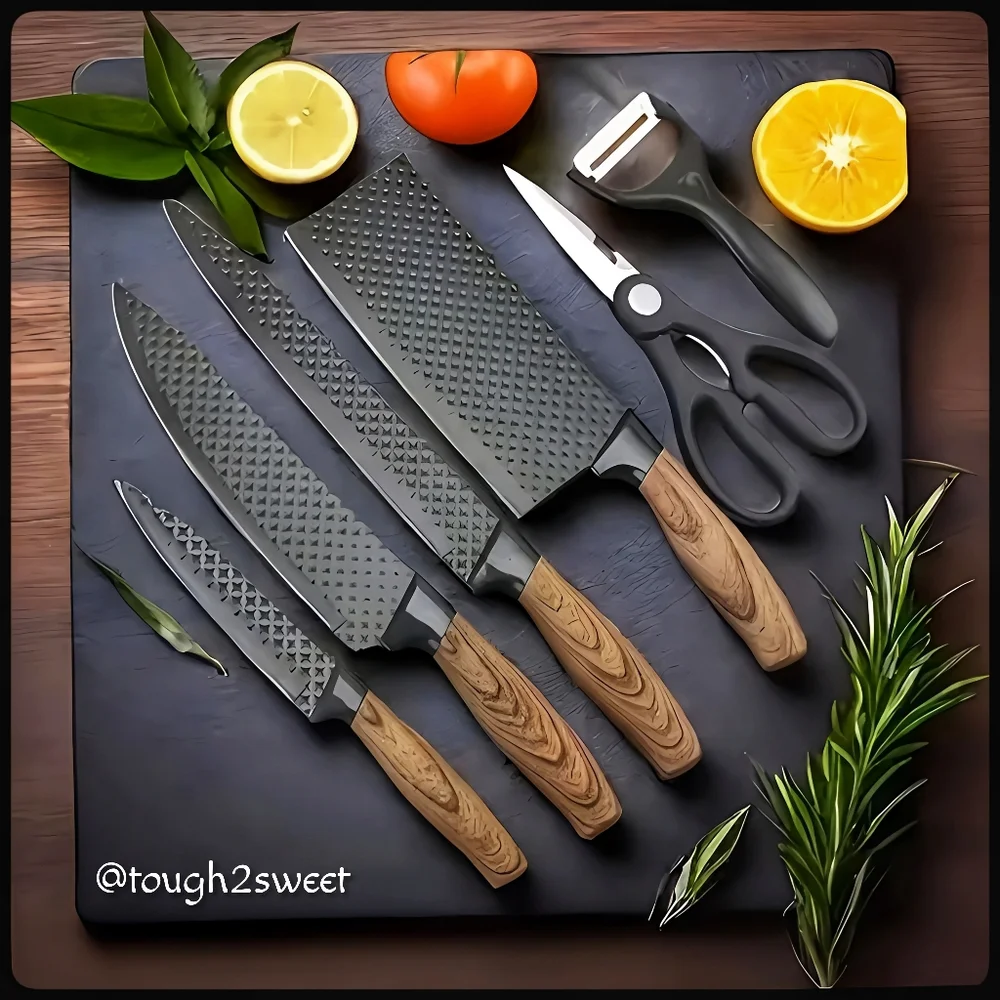 🆕6 PC KITCHEN KNIFE SET, CHEF'S SPECIAL,STAINLESS STEEL CUTLERY COLLECTION